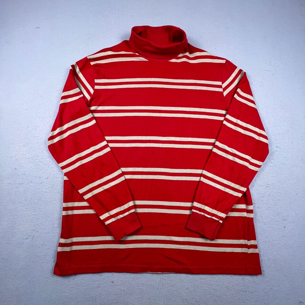 Oakton Limited Turtleneck Mens XL Red Striped Long Sleeve Knit Retro Preppy Top